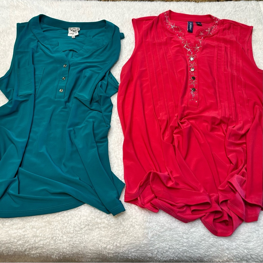 Lot of 2 Pink and Blue Sleeveless Polo Tops. Free Gift with purchase of lot. $40
